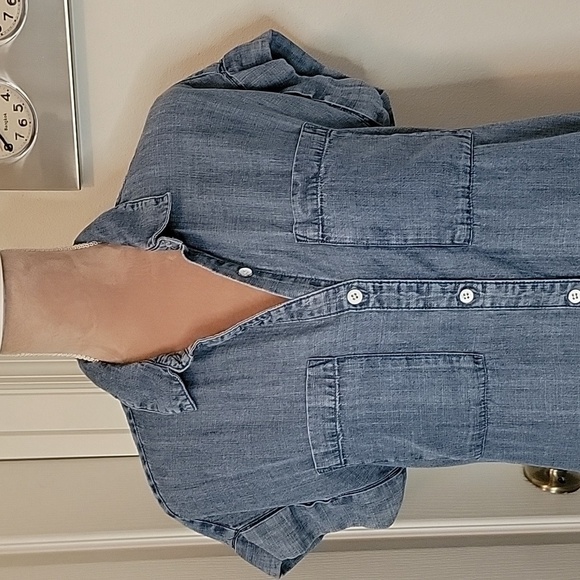 Velvet Heart Chambray Short Sleeve, Button Down Tunic Dress, Size S, EUC - Picture 2 of 11